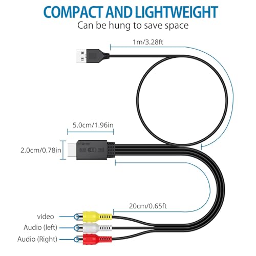 Image of AUTOUTLET RCA to HDMI Converter with Aspect Ratio Switch (4:3 /16:9), 1080P /720P AV to HDMI Composite CVBS Video Audio Adapter Supports PAL /NTSC for Wii /N64 /PS2