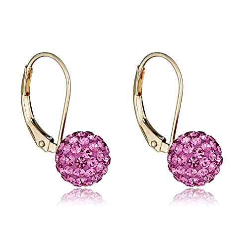 Image of AVORA 10K Yellow Gold Crystal Ball Lever-back Drop Earrings
