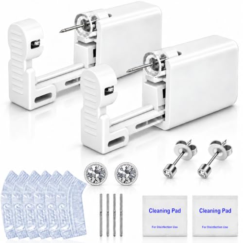 Anzero Ear Piercing Kit, Disposable Ear Piercing Gun with 2MM CZ Studs