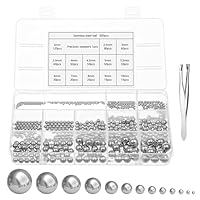 Szaboviktoria 600 Stück Stahlkugeln，Edelstahlkugeln，Metallkugeln Sortiment Kit, Kugellager kugeln，13 Größen, M2-M10，für Fahrrad Rad Präzision Innenlager Fahrradnabe Lager Lagerkäfig Ersatzteile