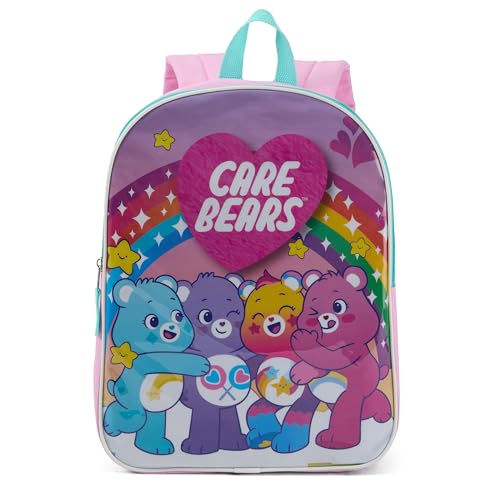 Fast Forward Mochila infantil Care Bears, durável e confortável, com alças ajustáveis – Mochila colorida de urso e bolsa de ursos para escola ou viagem – 38 cm