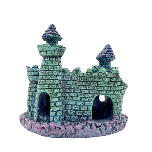 Image of Small Aquarium Castle Decor , Mini Cute Fish Tank Castle Ornaments , Little Fish Fish Larvaes Shelter Shrimp Hide Caves Hideout for Small Medium Fish Tank Crab Shrimp Betta Cichlid Tank Decor (Blue)