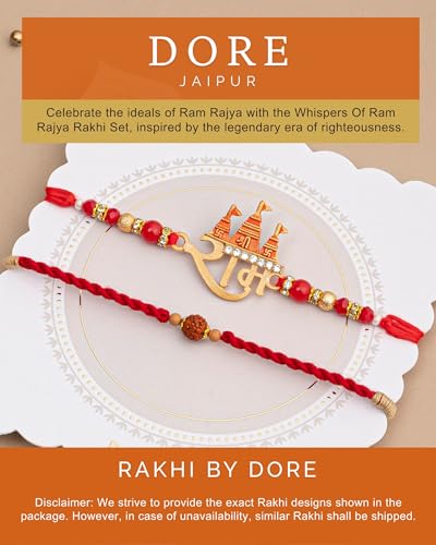 Image of HYPERFOODS House of Treats Rakhi With Sweets Gift Pack Sweets Indian Mithai Pack of 4 Kaju Katli Milk Cake Anjeer Chakkar Kesar Roll 200G each Whispers of Ram Rajya Rakhi Set of 2 With Roli & Rice