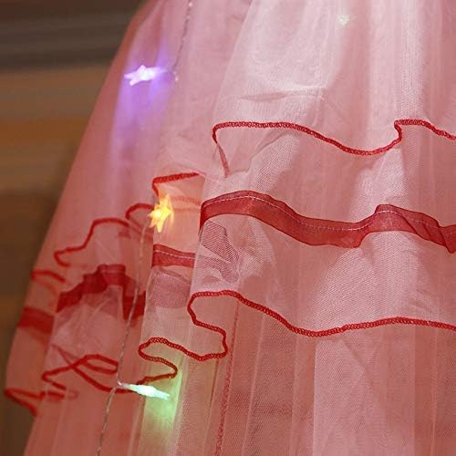 LED Light Princess Dome Mosquito Net Mesh Bed Canopy Bedroom Decoration Luxury Princess Bed Canopy Mosquito Net for Girls, Teens or Over Baby Crib in Nursery