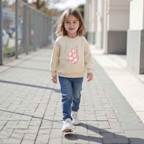 YOKJZJD Toddler Baby Girl 1st 2nd 3rd 4th 5th Birthday Outfit Bow Floral Sweatshirt Long Sleeve T-Shirt Tops Fall Clothes2