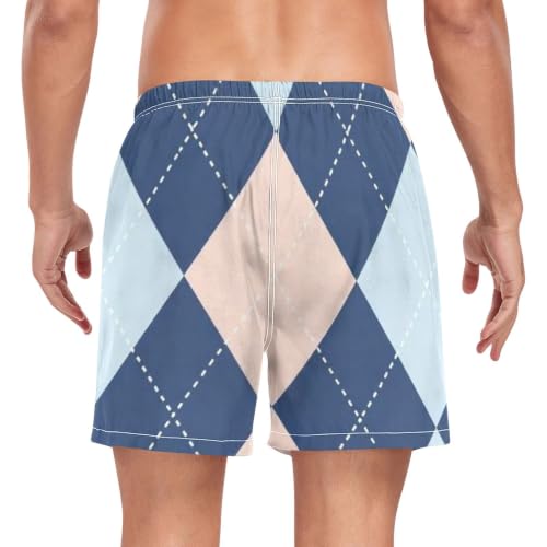 Bañador de hombre azul claro con rejilla de diamantes y secado rápido 2