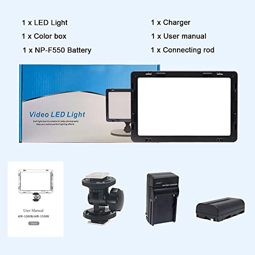Mcoplus Air-1000B 160Pcs Soft Light Panel,Portable Led Video Light, Dimmable Brightness Bicolor 3200K-5500K For Canon Nikon Sony Dslr Camera And Camcorder With Np-F550+Charger #TOP5