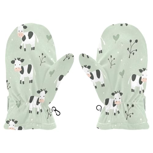 Kid's Winter Gloves Children Warm Gloves Cute Farm Cows for Boys Girl Age 4-6 Years
