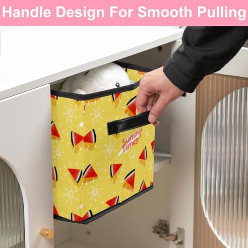 Boîte de rangement pliable cube tissu pastèque jouet et vêtements - 7