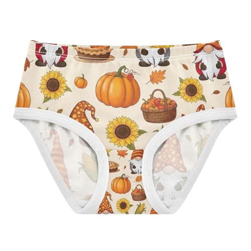 Toddler Girl Panties, Thanksgiving Gnomes Cotton Girls Underwear, 2T–8 Years