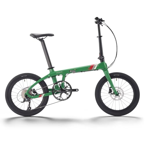Sava Z1 Faltrad Carbon 20 Zoll, Ultraleichtes Fashion-Klapprad mit Carbonrahmen & 9-Gang mit SORA R3000 Für Damen und Herren, Grün