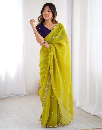 Image of Women's Kanjivaram Soft Silk Saree Pure Silk with Unstitched Blouse Piece for Wedding