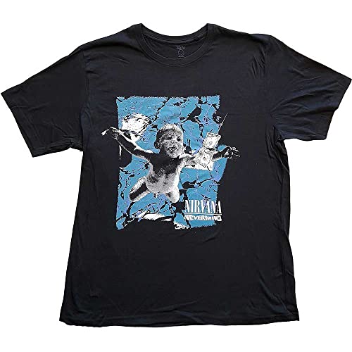 Nirvana T-Shirt Nevermind Cracked Band Logo Nouveau Officiel Homme Noir Taille M
