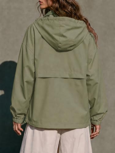 Fisoew Womens Windbreaker Lightweight Jackets Hooded Quarter Zip Pullover Casual Outdoor Hiking Coats with Pocket - 2