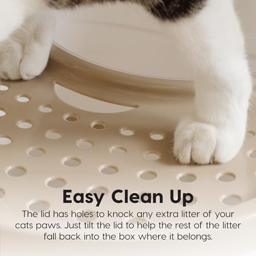 image for IRIS USA Cat Litter Box, Large Top Entry with Litter Catching Lid and 