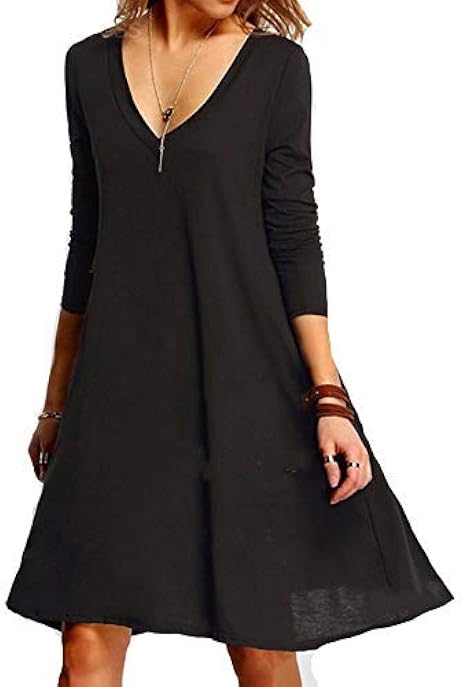 Floryday - Vestido casual de manga larga, longitud de la rodilla, Suave, L  : Ropa, Zapatos y Joyería - Amazon.com