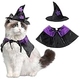 Pets on Safari Cat Halloween Costume - Witch & Wizard Shaped Cloak and Hat, Festival Party Costume for Cats