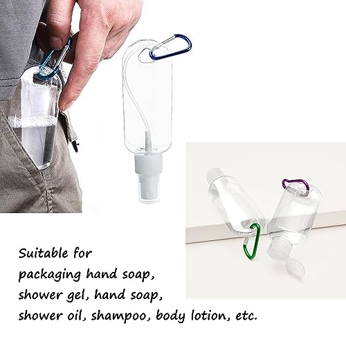 Clear Portable 5pc Refillable Travel Bottles, 50ml Leakproof Squeeze Bottles with Clips for Outdoor Business Trip - Image 3