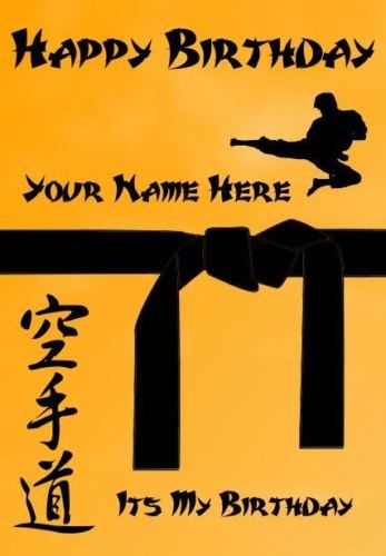 RefPDS62 Carte d'anniversaire personnalisable pour karaté judo Taekwondo Ceinture noire Format A5