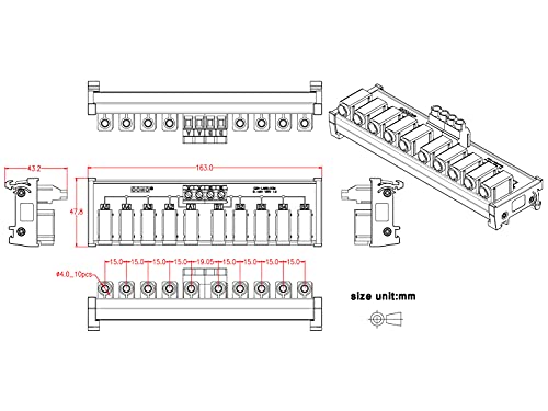 Module de distribution Banana Jack à fixation horizontale sur rail - 5