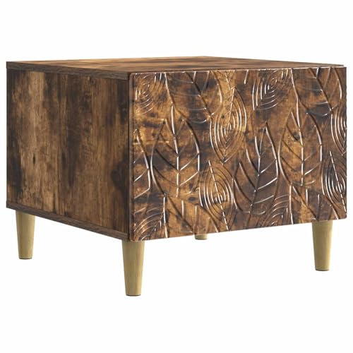 Table basse chêne fumé design bois d'ingénierie et pieds eucalyptus