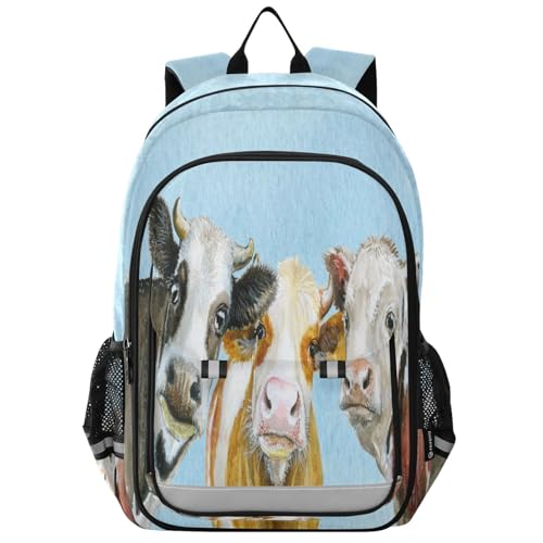 Sac à dos ordinateur portable enfants motif vache vintage pour le lycée B484