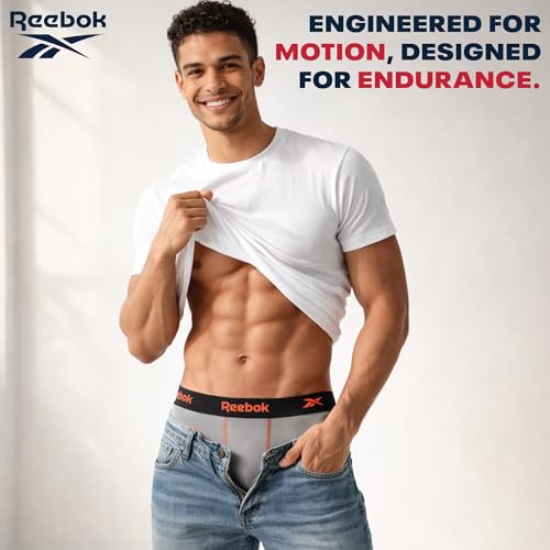 Reebok Mens Boxer Briefs Soft Athletic with Contour Pouch 4 Pack 6'' Inseam - image 6