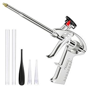 Preciva Foam Gun, Aluminum Alloy Foaming Gun Heavy Duty PU Expanding Caulking Gun Spray Application Applicator for Caulking, Filling, Sealing, Home and Office Use