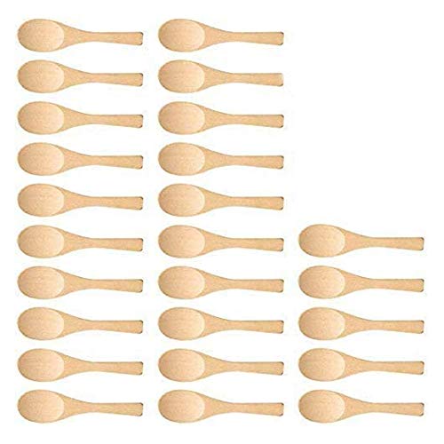 Persistence 25 mini cucharas de madera hechas a mano para helado, azúcar, mermelada, miel, café, cucharaditas de cocina, condimentos, sal y mostaza