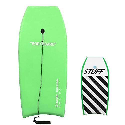 Grande Juguete Body Board 41\" with EPS Core Slick Bottom and Leash for Kids and Adults (Green)