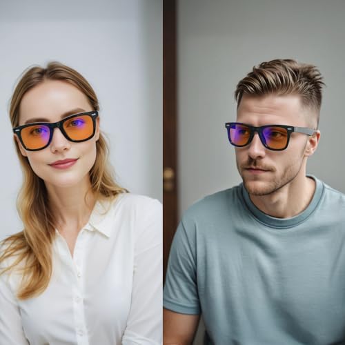 Image of 99% Blue Light Blocking Reading Glasses Women Men, Relieve Eye Strain, Sleeping Glasses, Amber Glasses