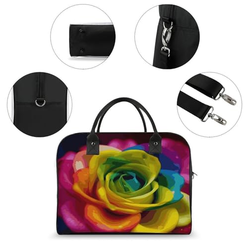 Bolso Tote Rainbow Flower con cierre y correa ajustable miniatura 6