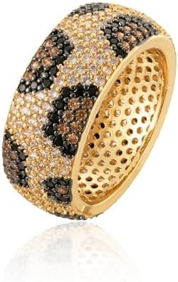 Mixcbe Animal Leopard Crystal Rings for Women Dainty Gold Leopard Print Cubic Zirconia Paving Stacking Rings, Gold Knuckle Women Rings Jewelry Size 8