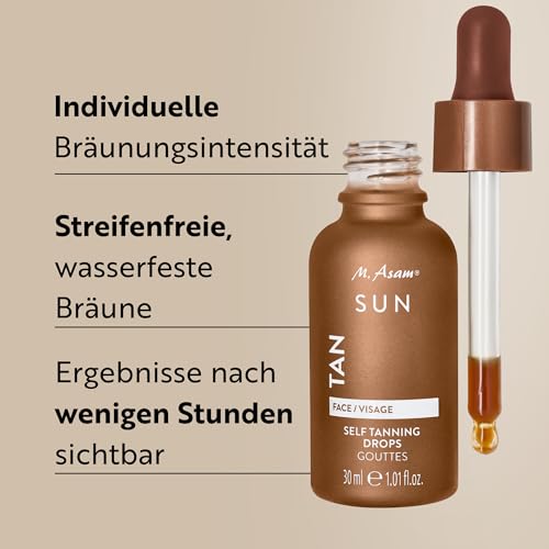 M. Asam SUN Self Tanning Drops (30ml) - Self Tanning Drops Für Natürliche Bräunung, Selbstbräuner Gesicht Mit Gleichmäßigem Teint, Tan Drops Für Individuellen Glow Ohne Streifen