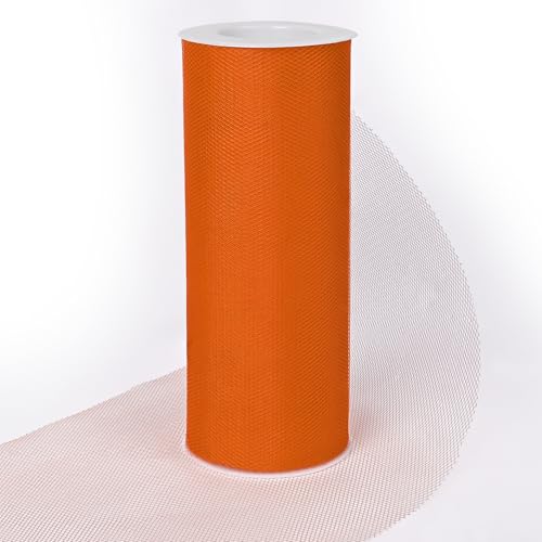 BVIEAKD Orange Tulle Ribbon Roll 6 Inch x 25 Yards Perfect for DIY Tutus Gift Wrapping Wedding Baby Shower