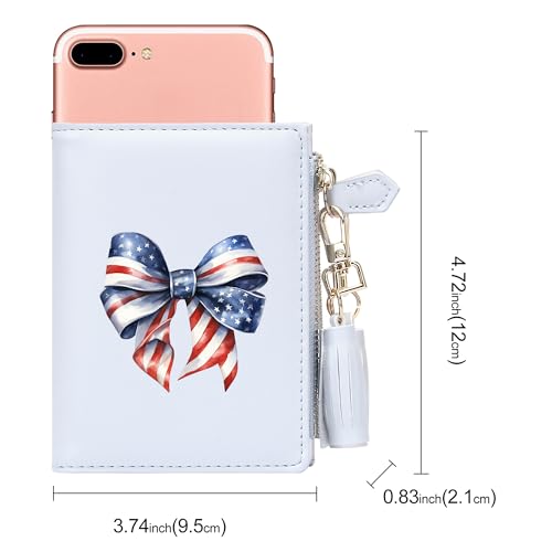 FEITH&FELLY Womens 4th of July Small Wallet with ID Window and Zippered Coin Pocket Cute Wallet Gift for Women2