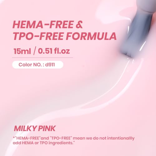 Image of Beetles Milky Pink Gel Nail Polish, 15ml Nude Pink Jelly Neutral Translucent Sheer Gel Polish Base Color Nail Concealer Soak Off UV LED Nail Lamp French Nail Art Gift for Women