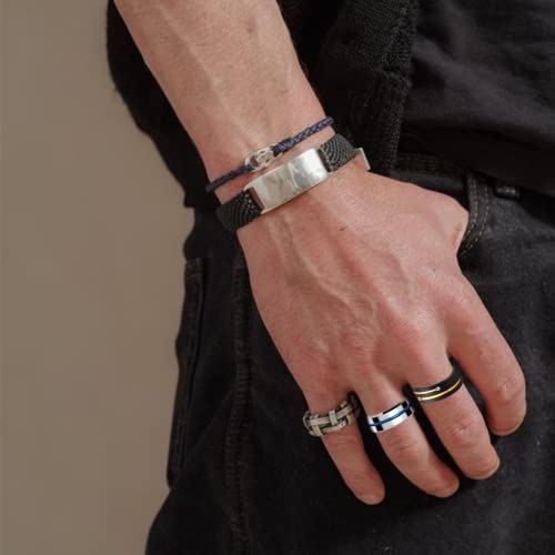 Inscool 2pcs Stainless Steel Rings for Men, Gold, Sliver, Blue, Black Rings for both Men and Women, Cool and Simple design, Perfect for Engagement and Wedding Band Ring Pack - Thumbnail 3