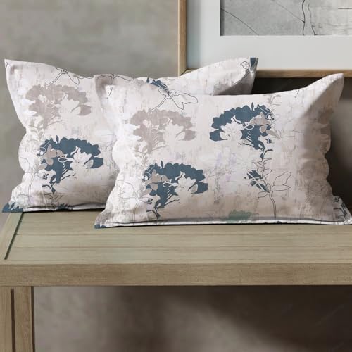 Image of Cloth Fusion Cotton Feel Pillow Covers Set of 2 with Envelope Closure (17X27 Inches, Silver Leaf)