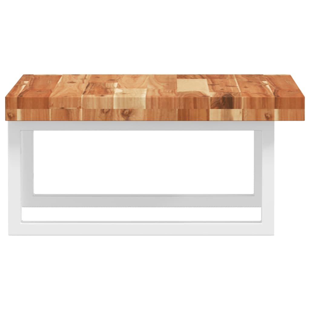 Estantería para lavabo de pared de acero y madera de acacia con estante de 50 x 50 cm, soporte blanco, ahorra espacio para el baño, espacio de almacenamiento y organizador en el lavabo
