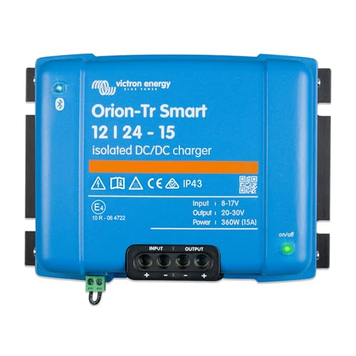 Victron Energy Orion-Tr Smart DC to DC Charger (Bluetooth) - 12/24-Volt 15 amp 360-Watt - Battery Charger for Dual Battery Systems - Isolated