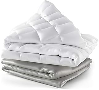Cosy House Collection Adult Weighted Blanket & 100% Bamboo Viscose Removable Cover - 155cm x 220cm, 8 KG Large Heavy Blanket with Premium Glass Beads, Grey