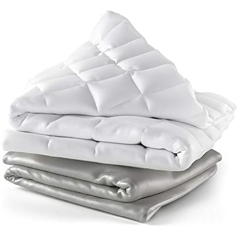 Cosy House Collection Adult Weighted Blanket & 100% Bamboo Viscose Removable Cover - 155cm x 220cm, 8 KG Large Heavy Blanket with Premium Glass Beads, Grey Cover