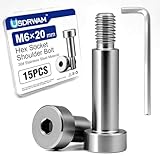 15 Pcs M6×20mm Shoulder Bolt, 304 Stainless Steel Thread Hex Socket Shoulder Bolts for Hydraulic Injection Molding Machinery Industries