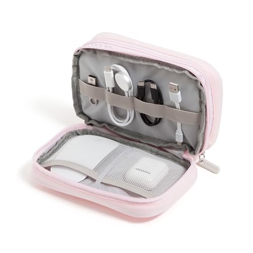 U Brands Electronics Organizer Travel Case, Cord Storage, 7.8" x 5", Pink