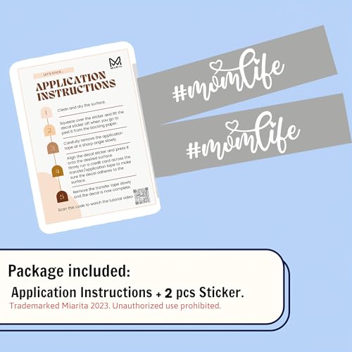 Image of Miarita 2X Mom Life Car Decal, Rearview Mirror Sticker, Car Stickers and Decals for Women, Cute Car Stickers, Mirror Decals, Mothers Day Gifts for Her (Mom Life Car Window)