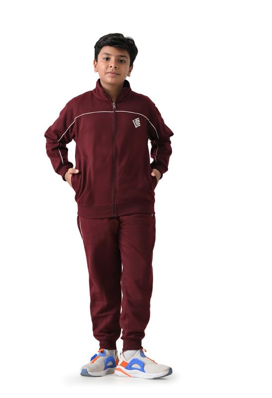 Youth Athletic Tracksuit Set, Full-Zip Jacket with Jogger Pants, Available in Olive and Maroon-image-44