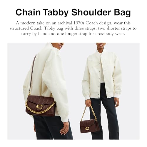 COACH Quilted Glazed Leather Chain Tabby Shoulder Bag with Chain