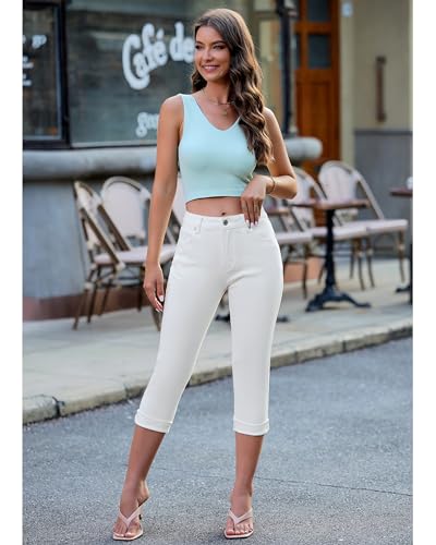 GRAPENT Capris Jeans for Women High Waisted Skinny Stretchy Denim Capri Pants Casual Cropped Jeggings Trousers4