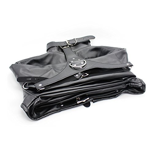 iiniim PU Leather Straitjacket Strict Bandage Kinky Fancy Straight Jacket Costume for Women Black One Size